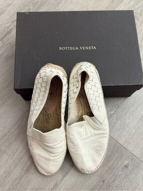 Bottega Veneta Cream Intrecciato Leather Espadrilles size 40